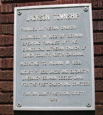 Phanuel Lutheran Church - - Jackson Township Marker image. Click for full size.