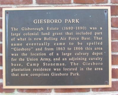 Giesboro Park Marker image. Click for full size.