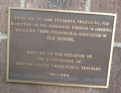 Theological Education in Old Queens Marker image. Click for full size.