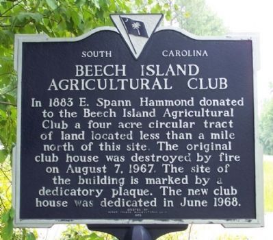 Beech Island Agricultural Club Marker image. Click for full size.