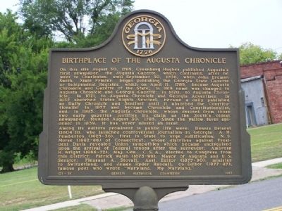 Birthplace of Augusta Chronicle Marker image. Click for full size.