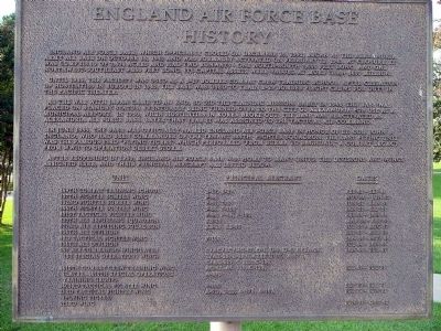 England Air Force Base History Marker image. Click for full size.