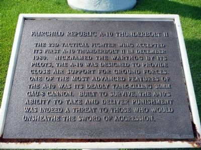 Fairchild Republic A-10 Thunderbolt II Marker. Click for full size. Fairchild Republic A-10 Thunderbolt II Marker image. Click for full size.