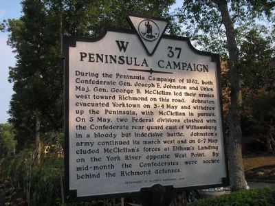 Peninsula Campaign Marker image. Click for full size.