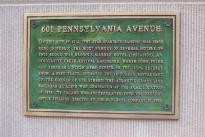 601 Pennsylvania Avenue Marker. Click for full size. 601 Pennsylvania Avenue Marker image. Click for full size.