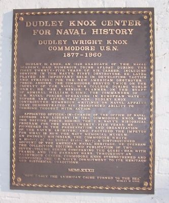 Dudley Knox Center for Naval History Marker image. Click for full size.