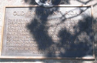 Old Emigrant Road Marker. Click for full size. Old Emigrant Road Marker image. Click for full size.