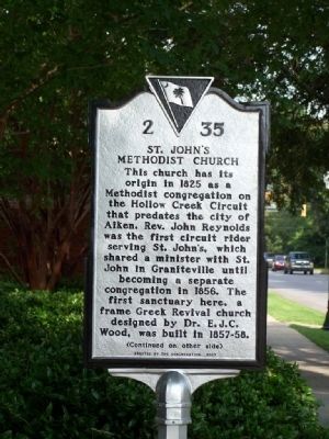 St. Johns Methodist Church Marker </b>(front) image. Click for full size.