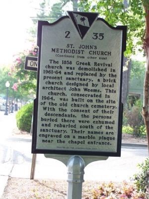 St. Johns Methodist Church Marker </b>(reverse) image. Click for full size.