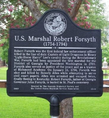 U.S. Marshall Robert Forsyth Marker image. Click for full size.