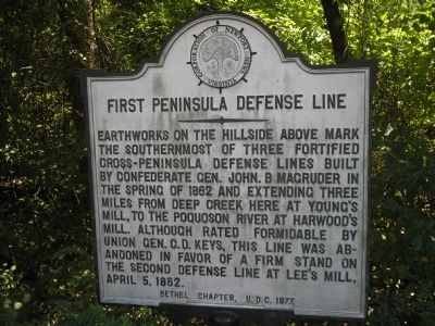 First Peninsula Defense Line Marker image. Click for full size.