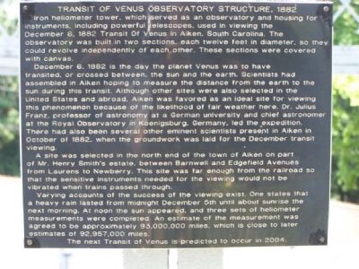 Transit Of Venus Observatory Structure, 1882 Marker. Click for full size. Transit Of Venus Observatory Structure, 1882 Marker image. Click for full size.