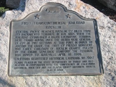 First Transcontinental Railroad Marker. Click for full size. First Transcontinental Railroad Marker image. Click for full size.