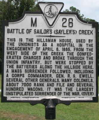 Battle of Sailor's (Sayler's) Creek Marker image. Click for full size.