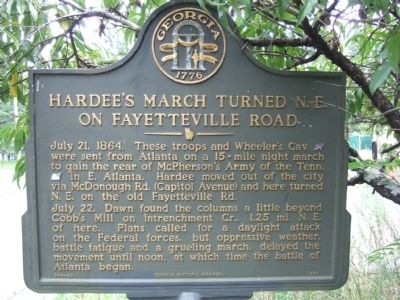 Hardee’s March Turned N.E. on Fayetteville Road Marker. Click for full size. Hardee’s March Turned N.E. on Fayetteville Road Marker image. Click for full size.