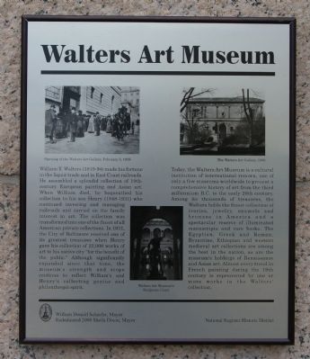 Walters Art Museum Marker. Click for full size. Walters Art Museum Marker image. Click for full size.