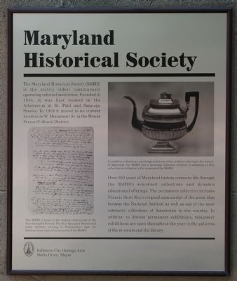 Maryland Historical Society Marker image. Click for full size.