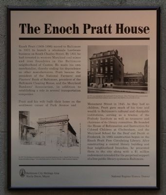 The Enoch Pratt House Marker image. Click for full size.