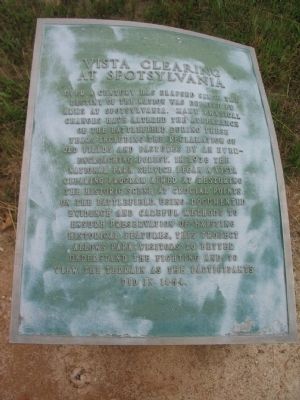 Vista Clearing at Spotsylvania Marker. Click for full size. Vista Clearing at Spotsylvania Marker image. Click for full size.