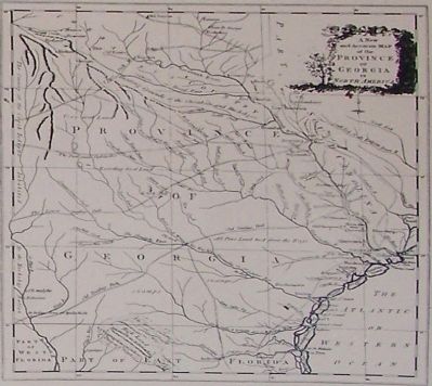 Above, a map of the colony of Georgia drawn prior to 1760 image. Click for full size.