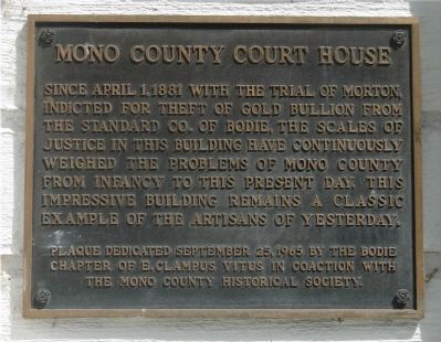 Mono County Court House Marker image. Click for full size.