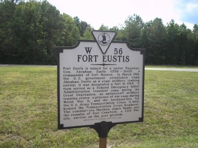 Fort Eustis Marker. Click for full size. Fort Eustis Marker image. Click for full size.