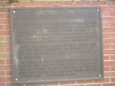 A Great Confederate Naval Victory Marker. Click for full size. A Great Confederate Naval Victory Marker image. Click for full size.