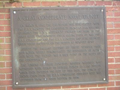 A Great Confederate Naval Victory Marker image. Click for full size.