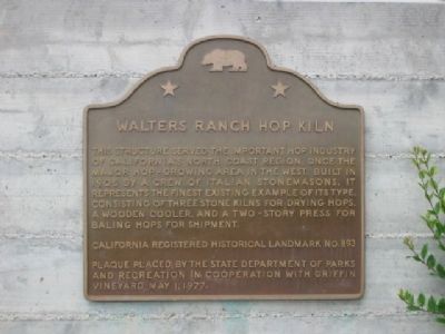 Walters Ranch Hop Kiln Marker image. Click for full size.