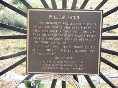 Willow Ranch Marker image. Click for full size.
