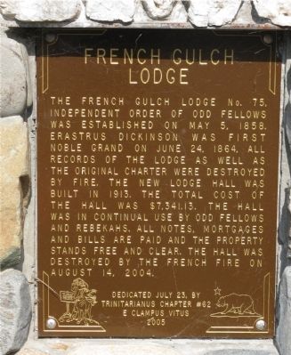 French Gulch Lodge Marker. Click for full size. French Gulch Lodge Marker image. Click for full size.