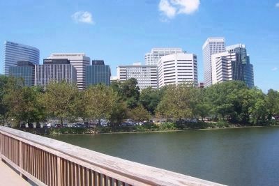 View from footbridge toward Rosslyn, Arlington, County, VA image. Click for full size.