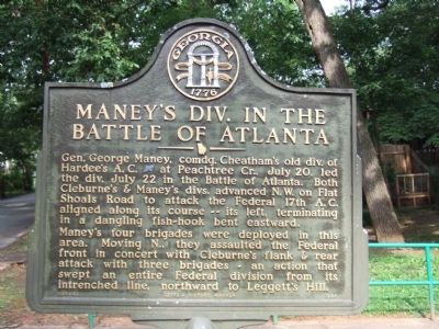 Maney's Div. in the Battle of Atlanta Marker. Click for full size. Maney's Div. in the Battle of Atlanta Marker image. Click for full size.