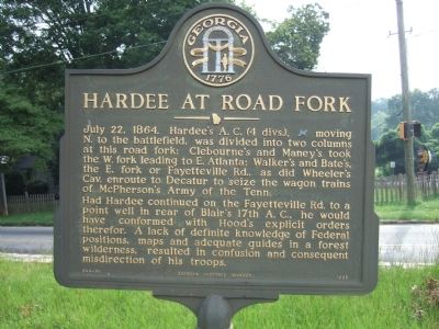 Hardee at Road Fork Marker. Click for full size. Hardee at Road Fork Marker image. Click for full size.