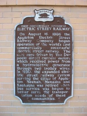 First Commercially Successful Electric Street Railway Marker. Click for full size. First Commercially Successful Electric Street Railway Marker image. Click for full size.