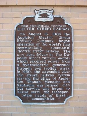 First Commercially Successful Electric Street Railway Marker image. Click for full size.
