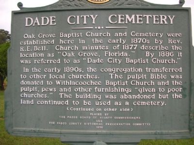 Dade City Cemetery Marker image. Click for full size.