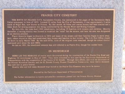 Prairie City Cemetery Marker. Click for full size. Prairie City Cemetery Marker image. Click for full size.