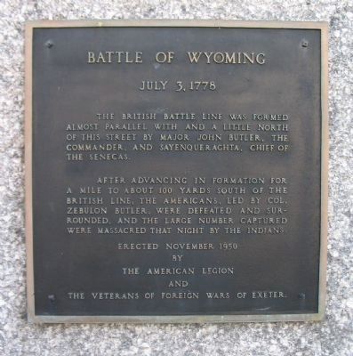 Battle of Wyoming Marker image. Click for full size.