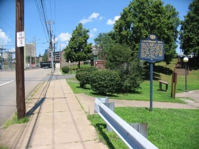 Lackawanna Iron Marker and Entrance to Scranton Iron Furnace Park image. Click for full size.