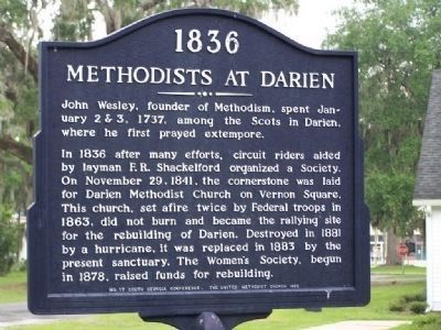 Methodists at Darien Marker image. Click for full size.