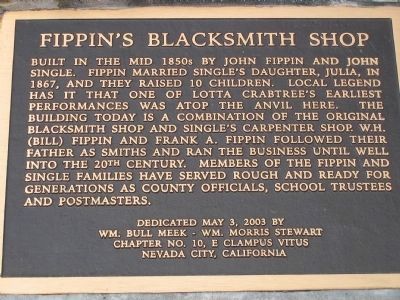 Fippin's Blacksmith Shop Marker. Click for full size. Fippin's Blacksmith Shop Marker image. Click for full size.