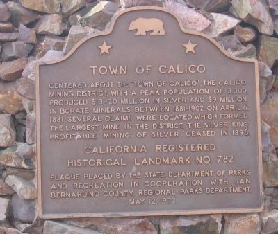 Town of Calico Marker image. Click for full size.
