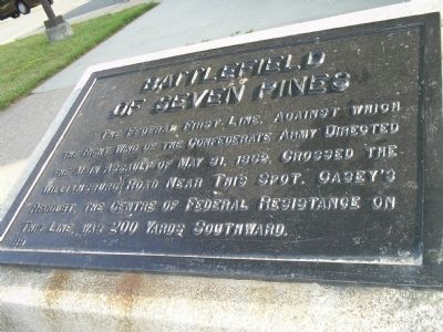 Battlefield of Seven Pines Marker. Click for full size. Battlefield of Seven Pines Marker image. Click for full size.