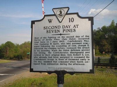 Second Day at Seven Pines Marker image. Click for full size.