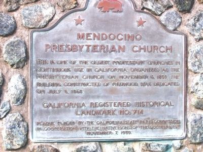 Mendocino Presbyterian Church Marker. Click for full size. Mendocino Presbyterian Church Marker image. Click for full size.