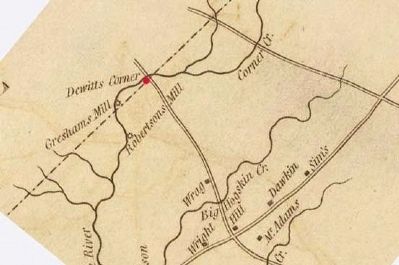 Detail of Mills' 1820 Map of Abbeville District -<br>Showing DeWitt's Corner image. Click for full size.
