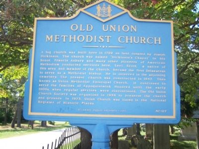 Old Union Methodist Church Marker image. Click for full size.