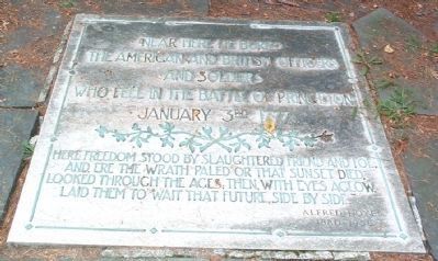 Burial Site of those who fell in the Battle of Princeton Marker image. Click for full size.