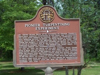 Pioneer Turpentining Experiment Marker. Click for full size. Pioneer Turpentining Experiment Marker image. Click for full size.